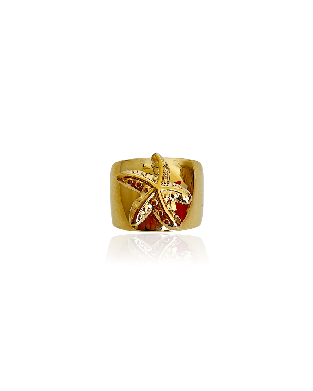 Bague Stellina en acier inoxydable, étoile de mer gravée, chic et intemporelle, bijou féminin élégant.