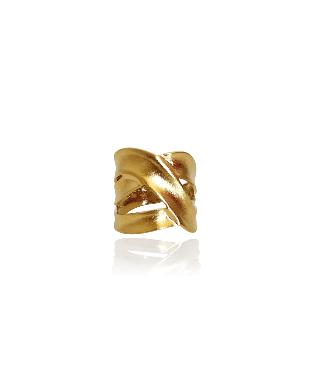 Bague Tempesta en acier inoxydable doré, design sculptural et élégant, parfait pour un style chic et intemporel.