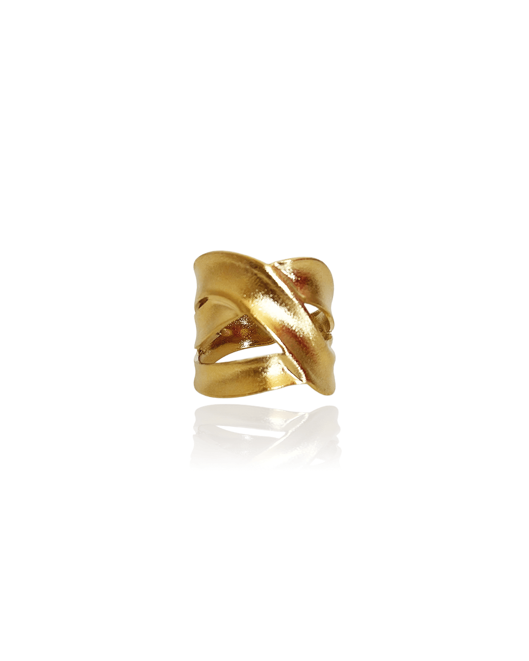 Bague Tempesta en acier inoxydable doré, design sculptural et élégant, parfait pour un style chic et intemporel.