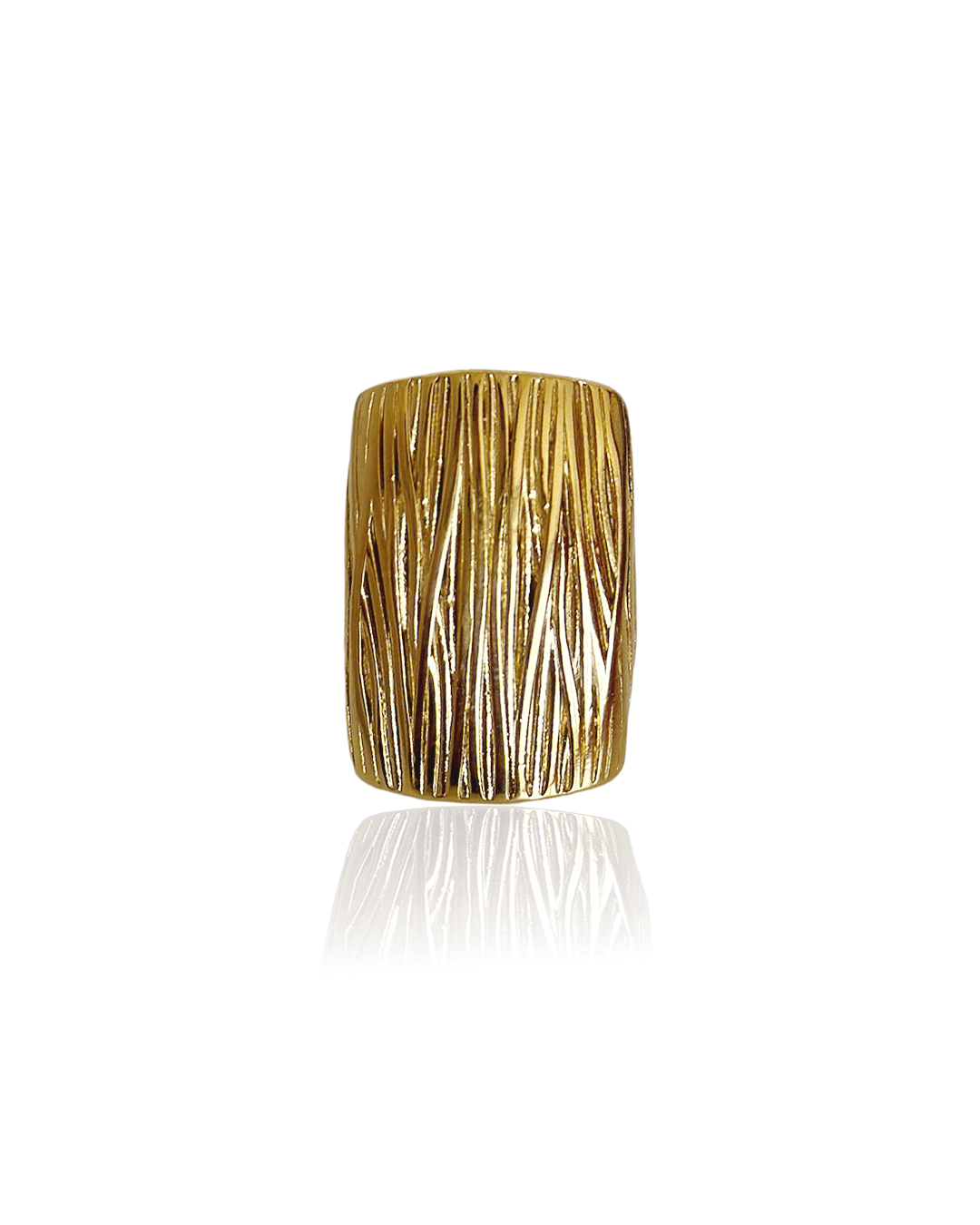 Bague Trama en acier inoxydable, design rectangulaire tramé, chic et intemporel, disponible en taille ajustable.