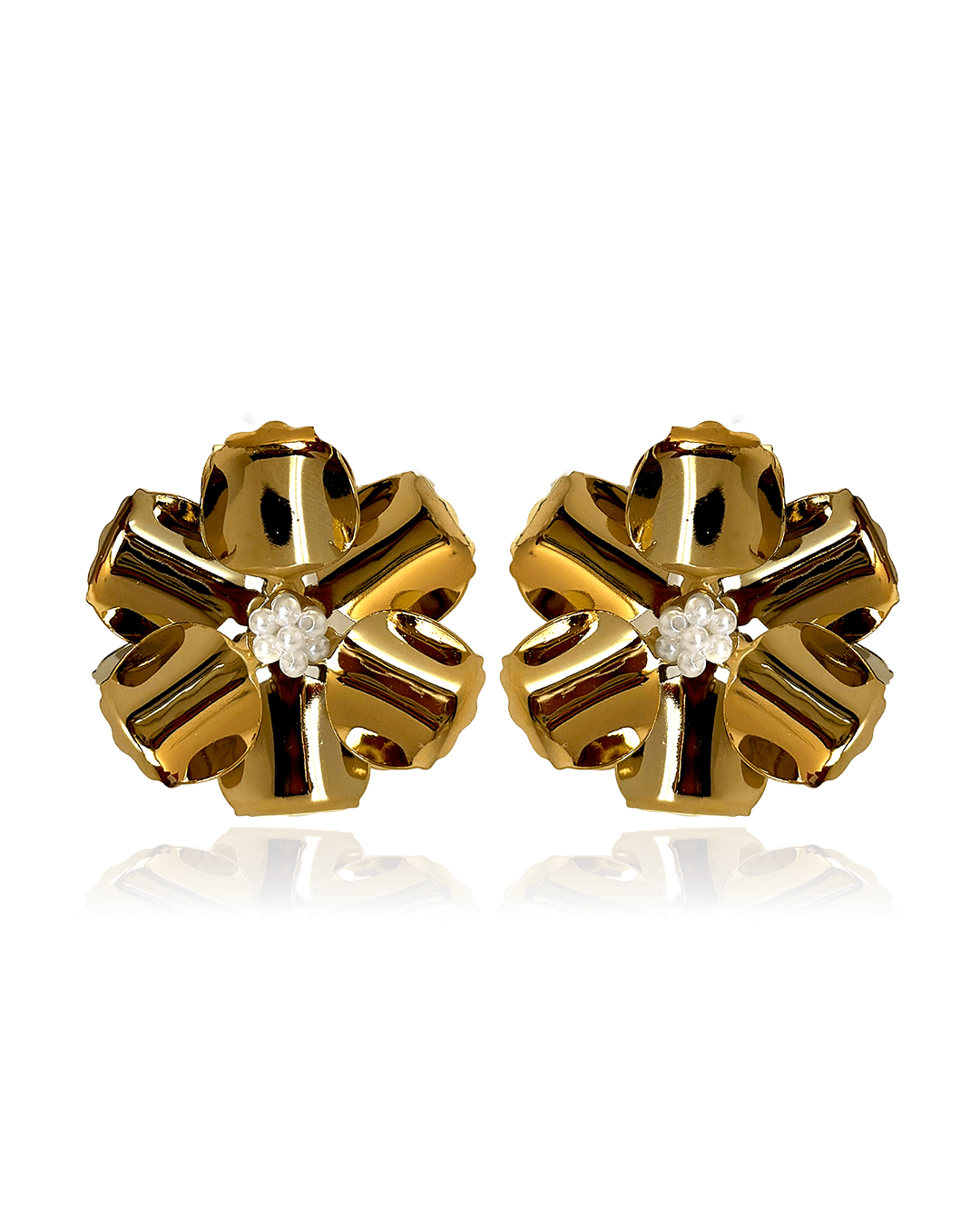 Boucles d'oreilles Fiore en acier inoxydable, élégantes et raffinées, avec design floral et détails scintillants.