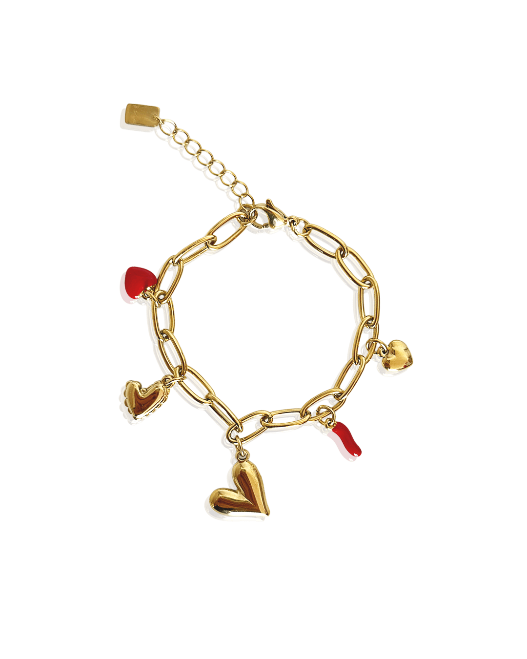 Bracelet Dolce Cuoricino en acier inoxydable, élégant, avec charms en forme de cœur, tendance et féminin.