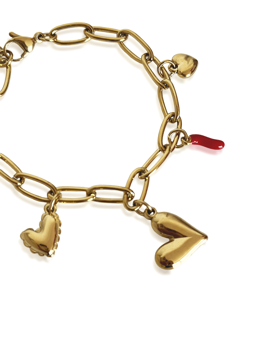 Bracelet Dolce Cuoricino en acier inoxydable avec charms en forme de cœur, élégant et tendance, idéal pour un look féminin.