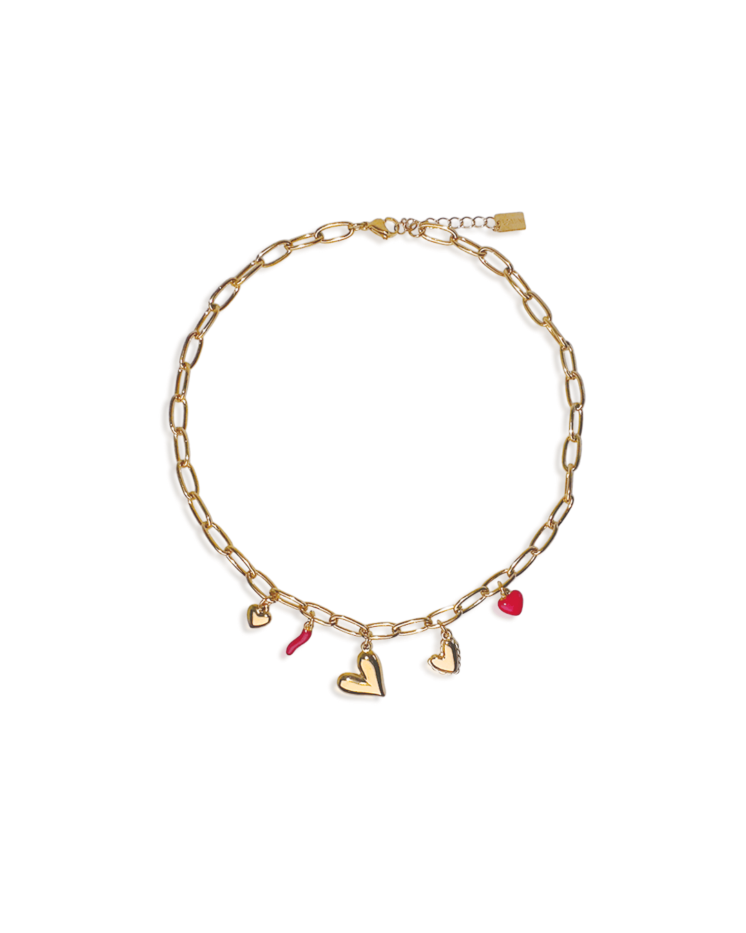 Collier Dolce Cuoricino en acier inoxydable avec pendentifs en forme de cœur, chic et élégant, bijou intemporel.