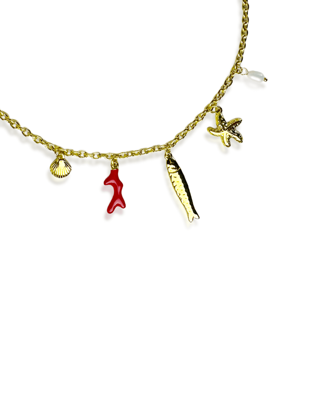 Collier Sirena en acier inoxydable, pendentifs marins dorés, bijou féminin chic et intemporel.